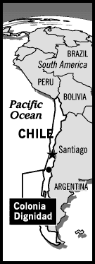 Map of Chile showing Colonia Dignidad